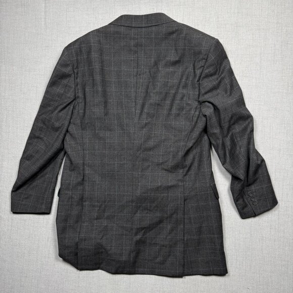 Vintage Trussini Blazer Checked Wool Gray Classic Fit Two Button Size 41 - Picture 3 of 11